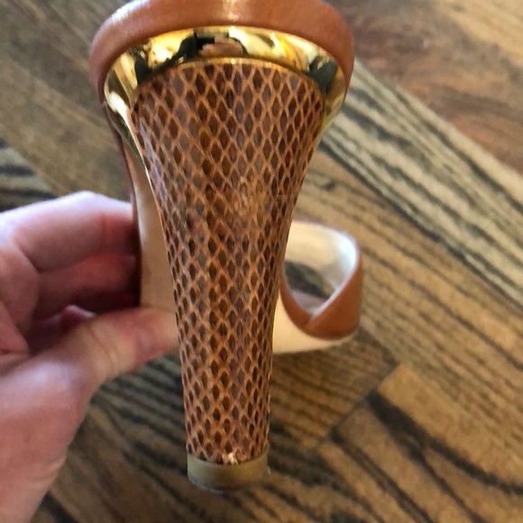 Jimmy Choo tan nappa watersnake slide - Picture 6 of 10